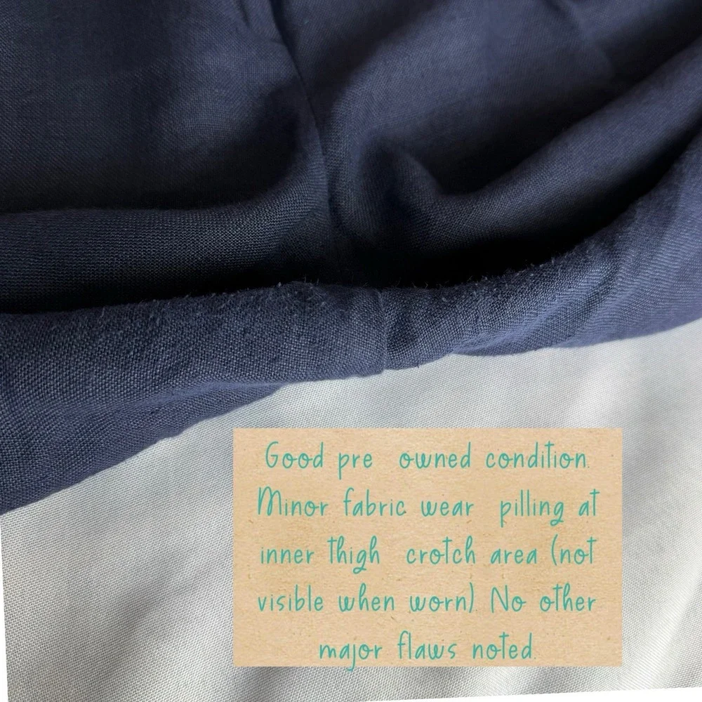 Talbots Linen Pants Sz 16 Navy Blue Straight Leg Pleated Preppy Church‎ Office